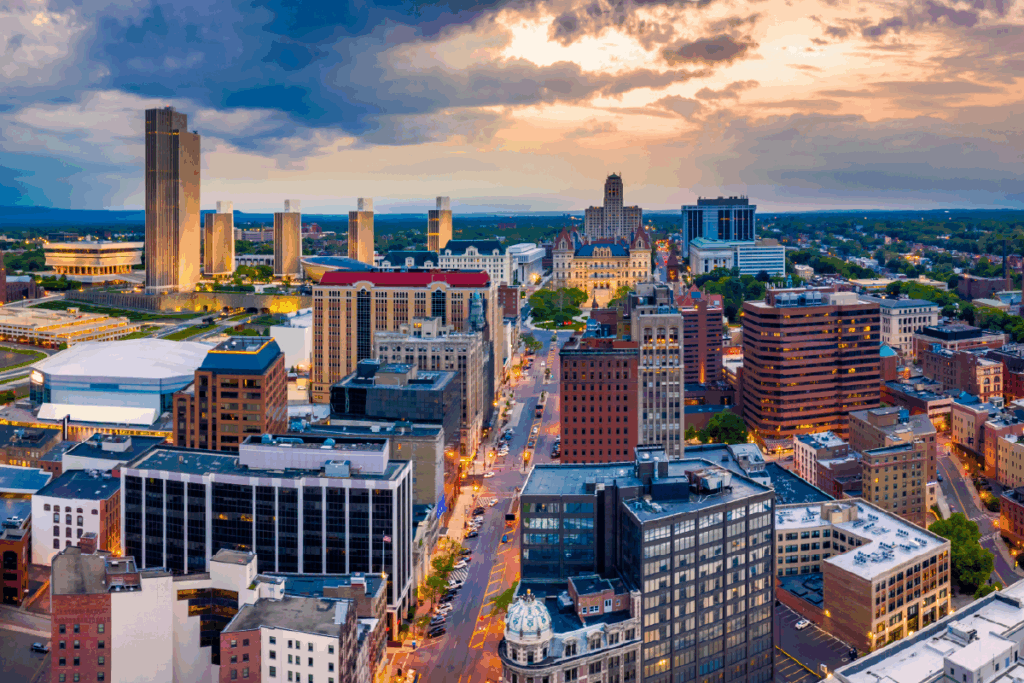 aerial view of albany new york